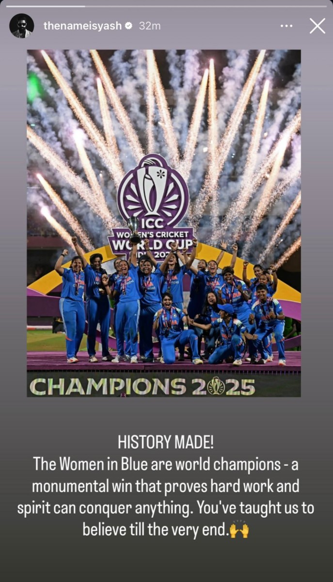 Rocking Star Yash hails Team India’s World Cup win: “You’ve taught us to believe till the very end”